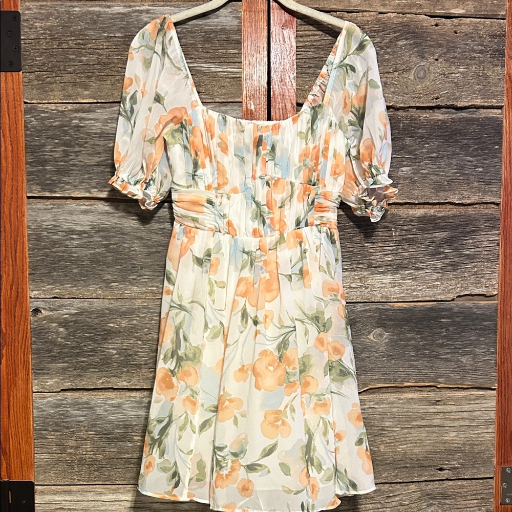 Abercrombie & Fitch Floral Mini Dress Size XS Bubble Sleeves Spring Summer